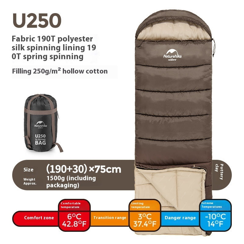 Envelope Hooded Sleeping Bag Cold-proof