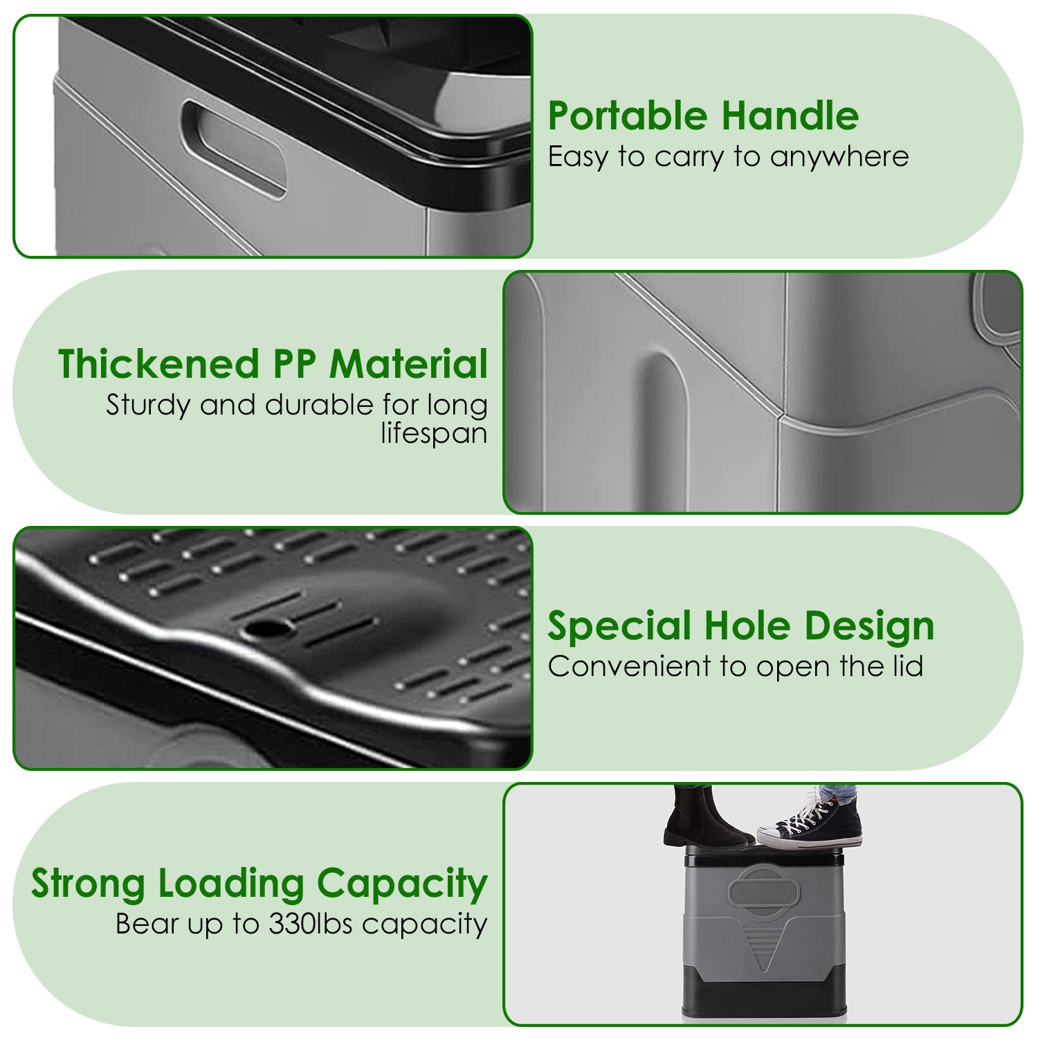 Portable Foldable Toilet for Car Camping Hiking with Lid and Bag