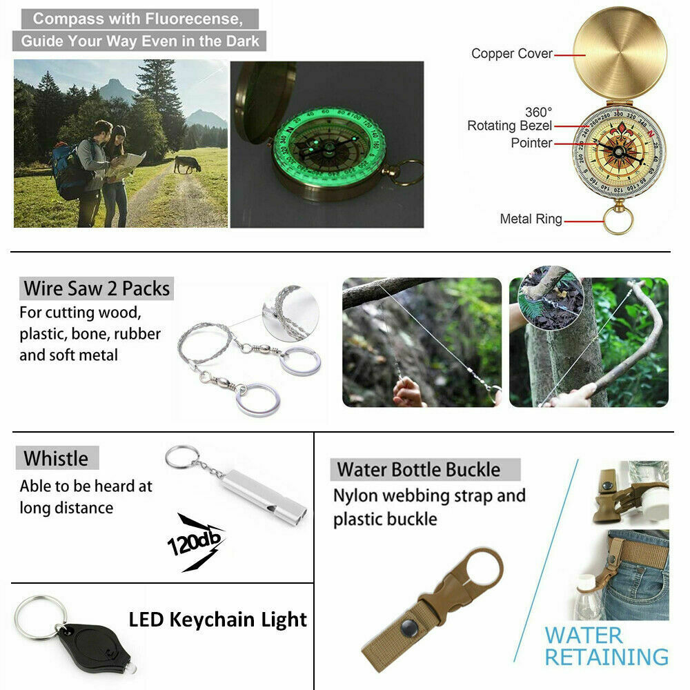 14 in 1 Outdoor Emergency Survival Camping Hiking Gear Set