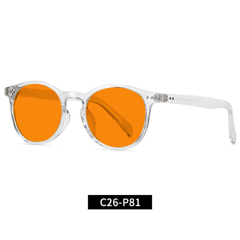 Cross-Border Fashion Good-looking Face Slimming Orange Yellow Anti-blue Light UV Glasses