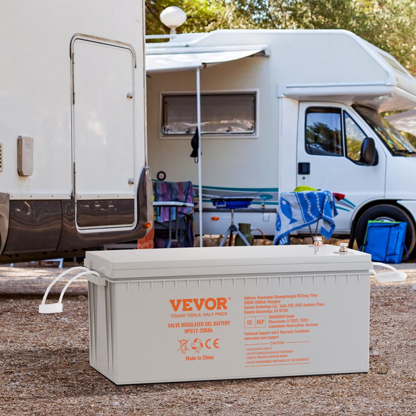 VEVOR Deep Cycle Battery, 12V 200 AH, AGM Marine Rechargeable Battery, High Self-Discharge Rate 1400A Current, For RV Solar Marine Off-Grid Applications UPS Backup Power System, Tested To UL Standards