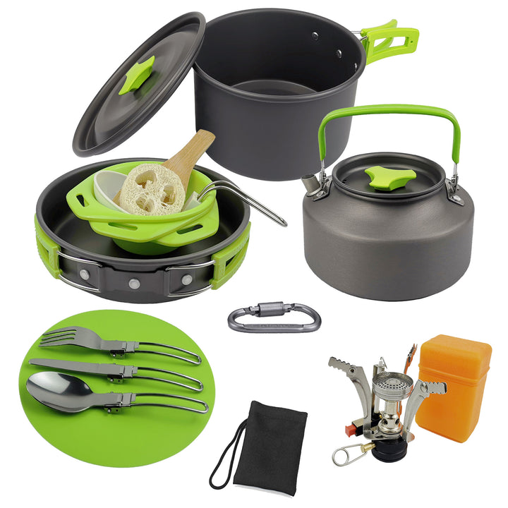Camping Teapot and Stove Set for 2 to 3 People