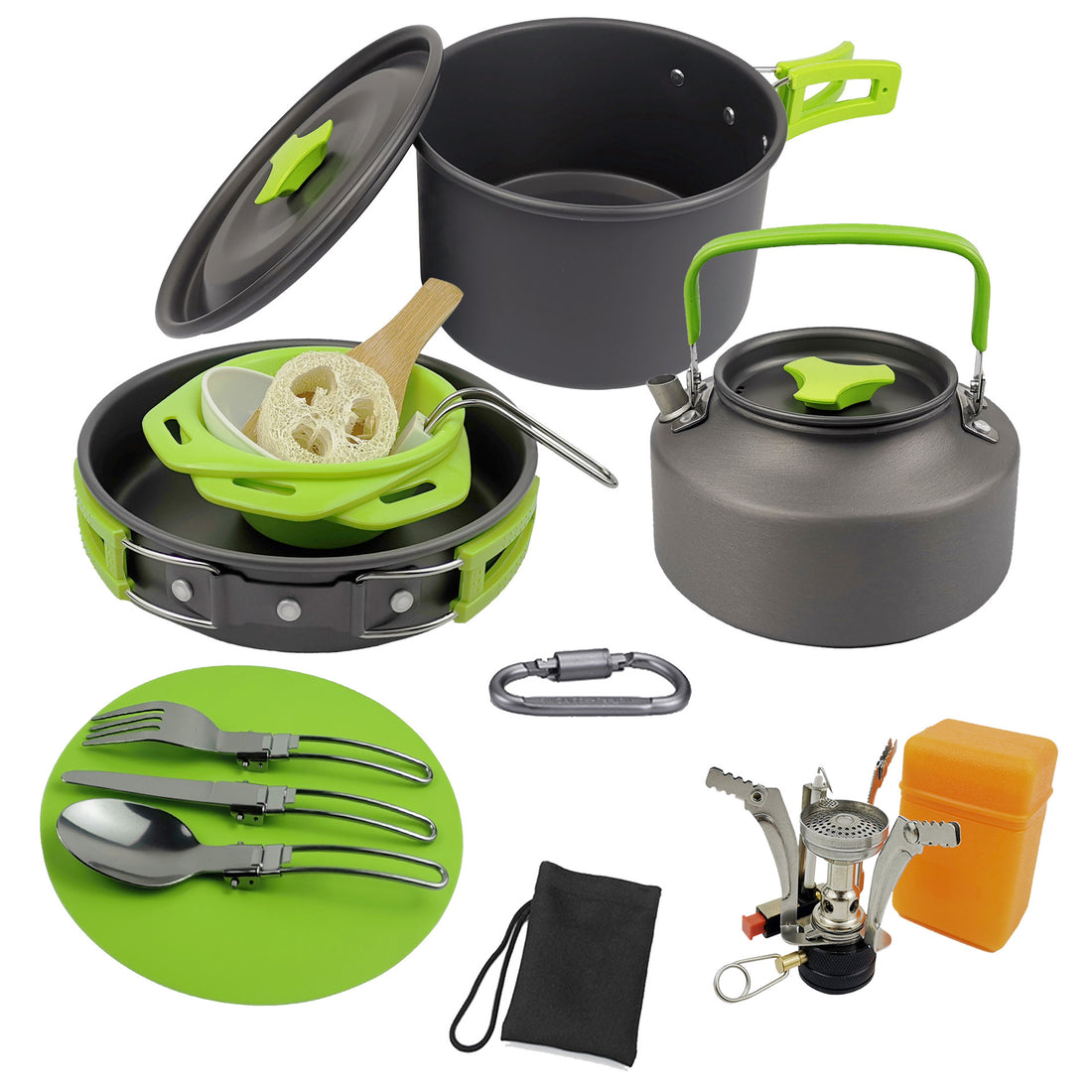 Camping Teapot and Stove Set for 2 to 3 People