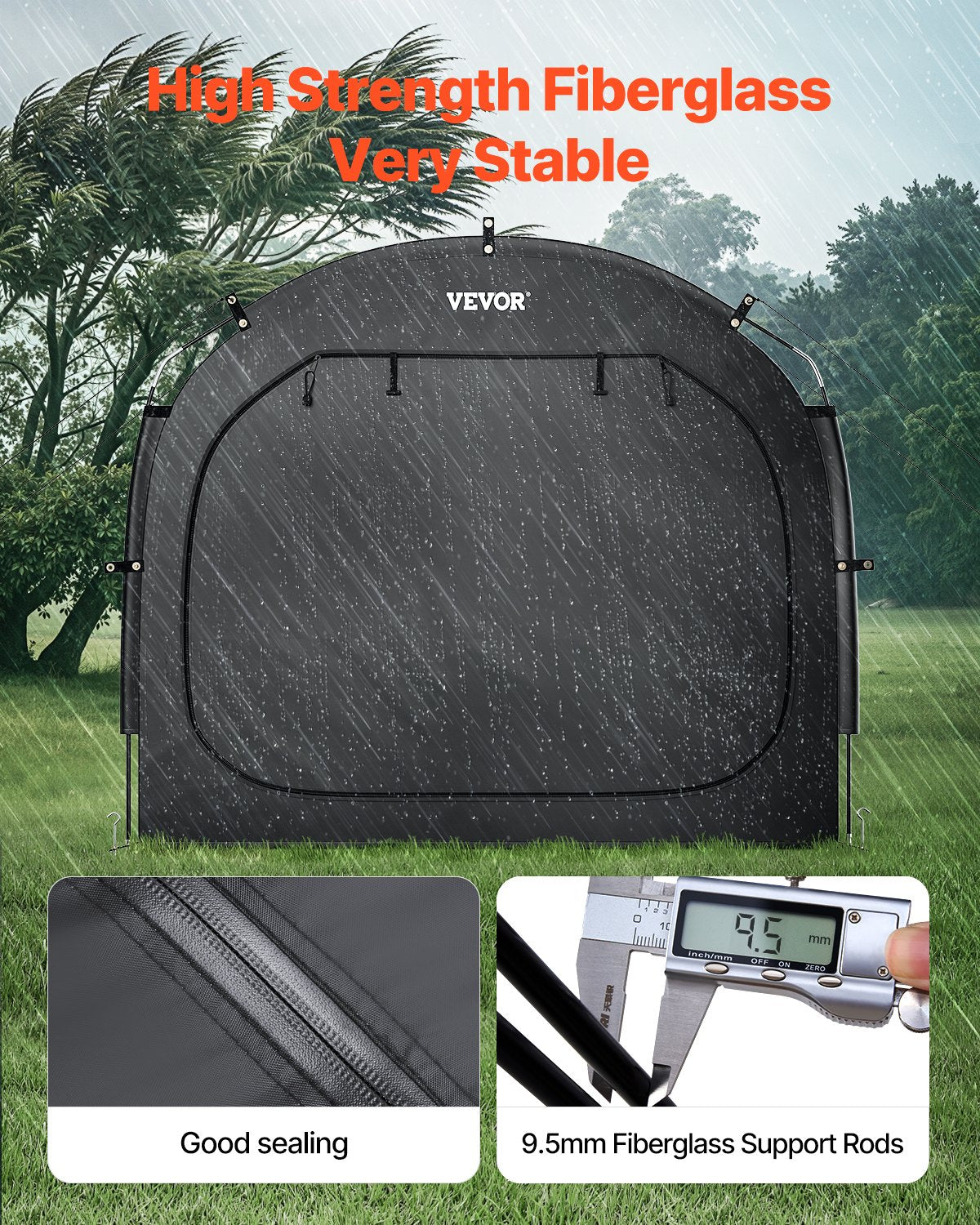 Bike Storage Tent, 1 To 2 Bikes, Outdoor Spacious Bike Storage Tent With Ventilated Window, Waterproof Easy-to-Install Bike Tent With High Strength Fiberglass & Dual Zippers, Fit For Bicycle