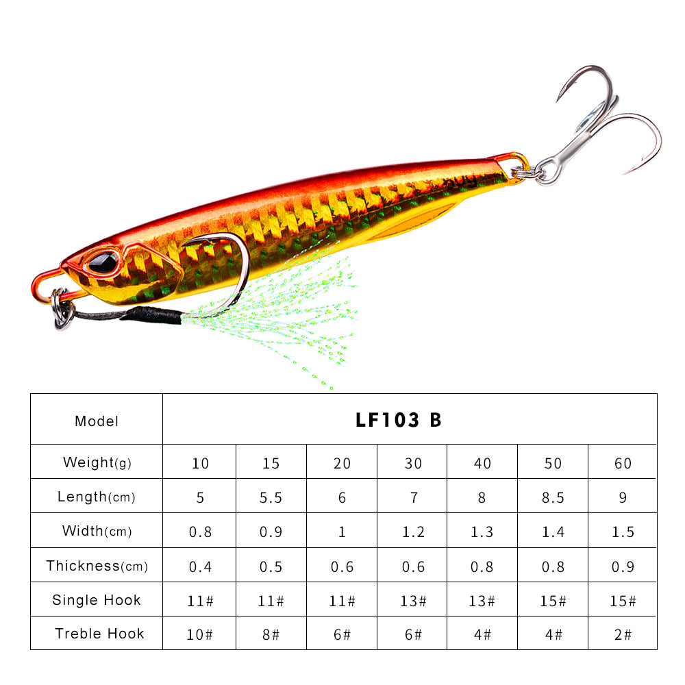 Luminous Iron Plate Fishing Lure with Treble Hook