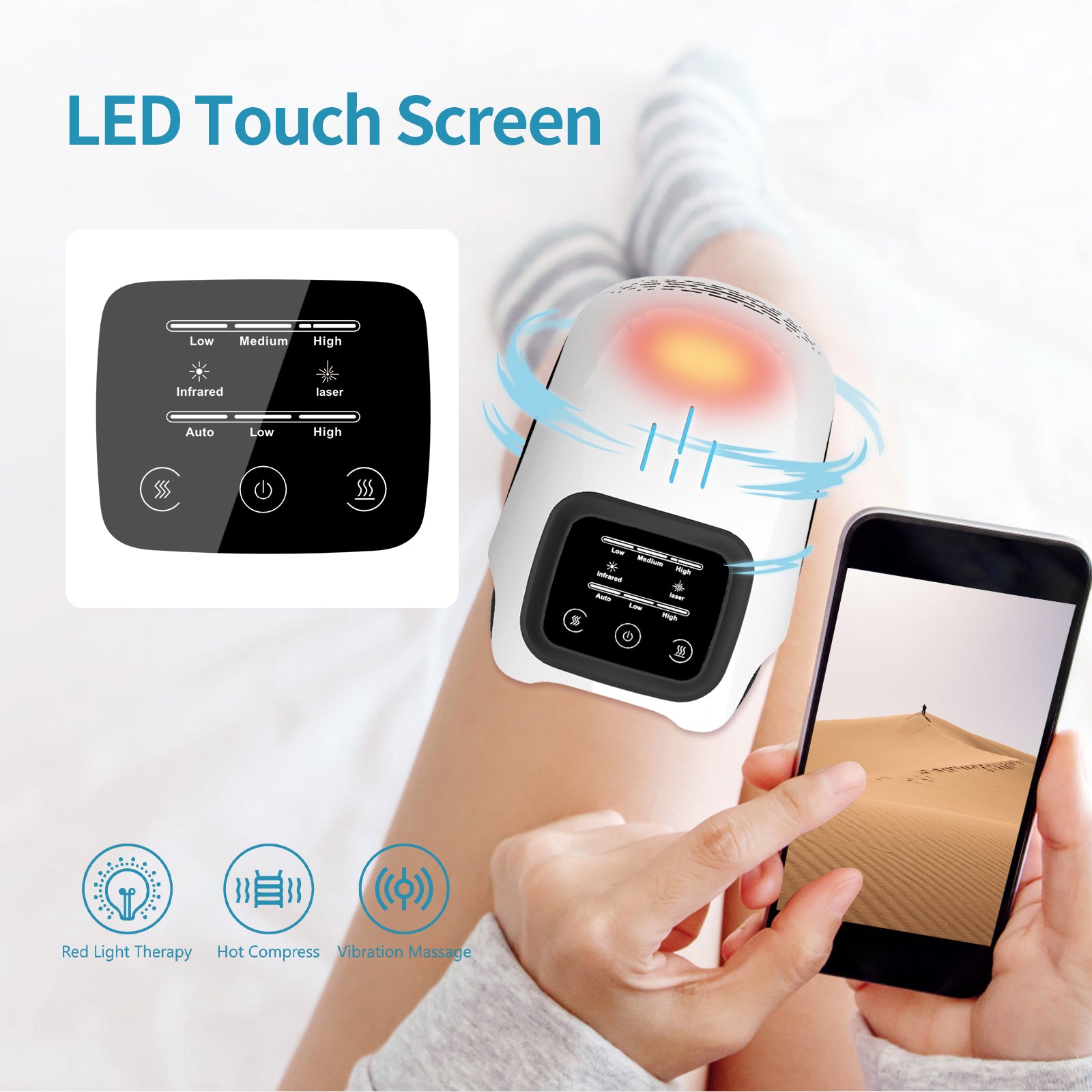 Electric Smart Knee Massager Rechargeable Pain Relief with Heating