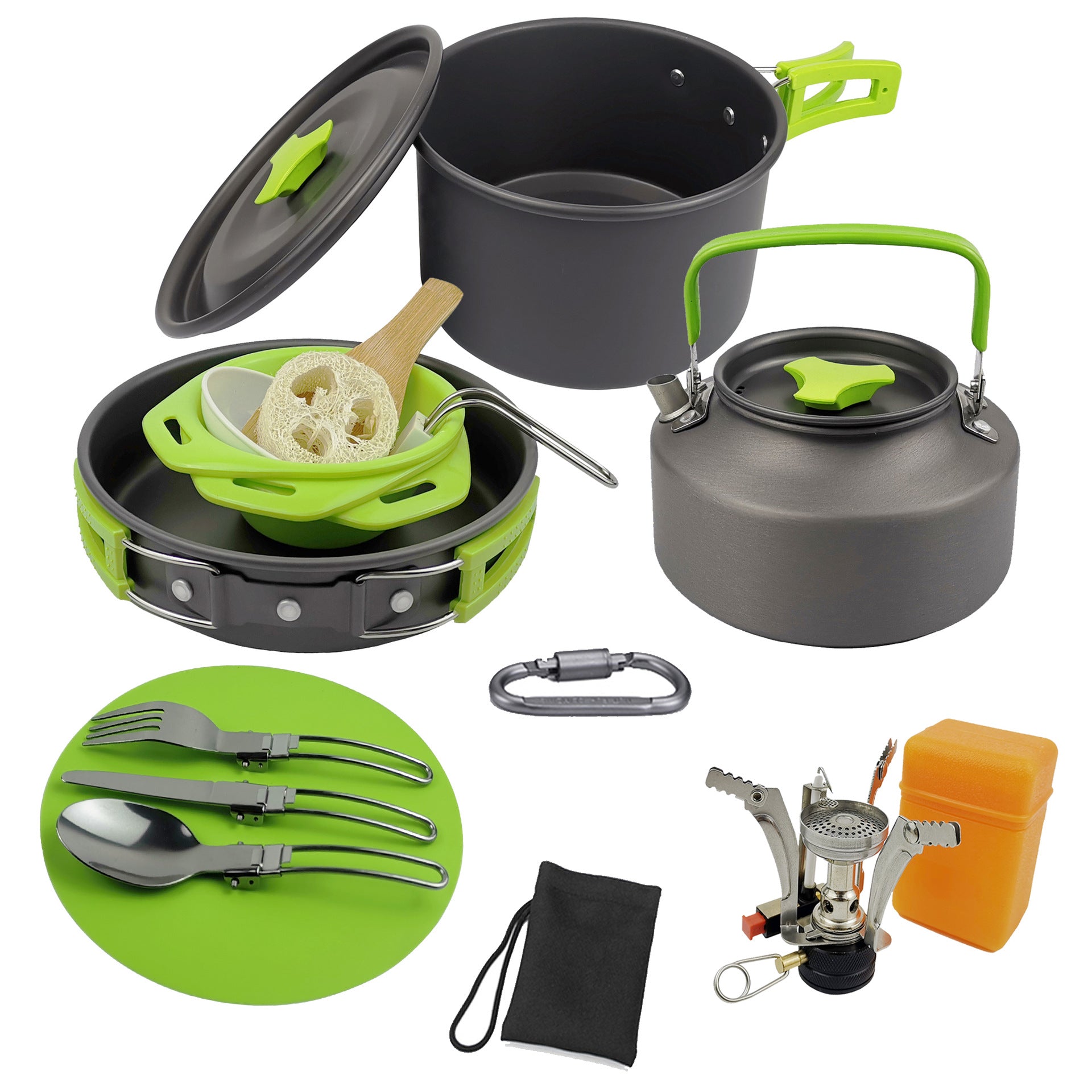 Camping Teapot and Stove Set for 2 to 3 People