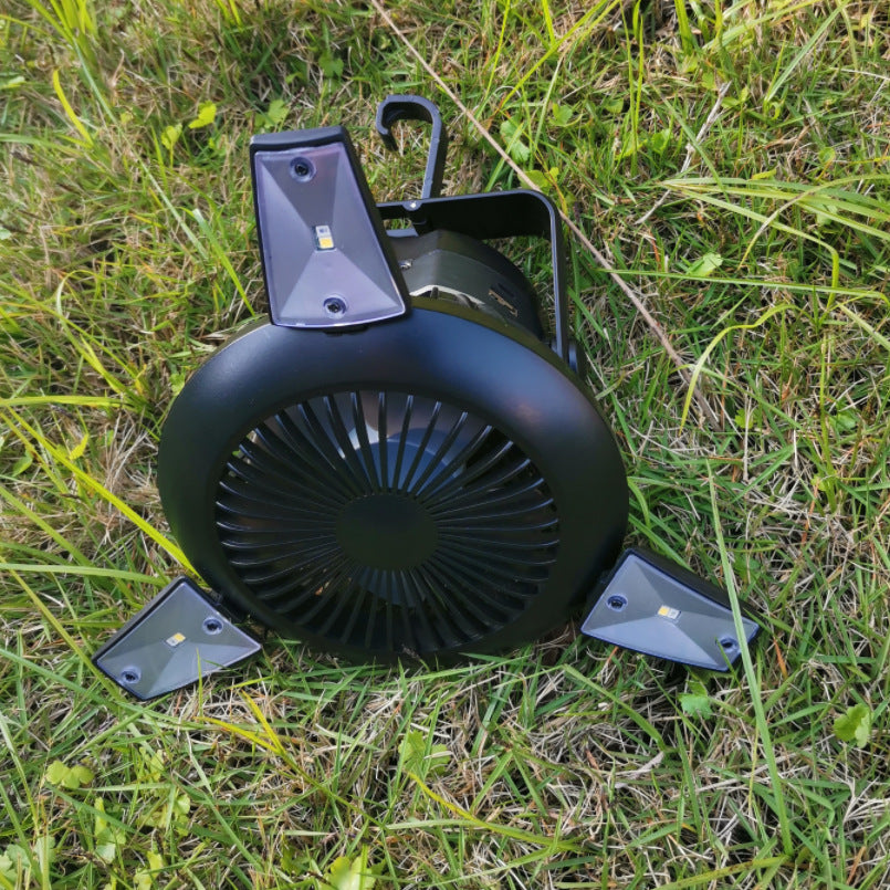 Solar Rechargeable Foldable Camping Fan with Hanging Hook and USB