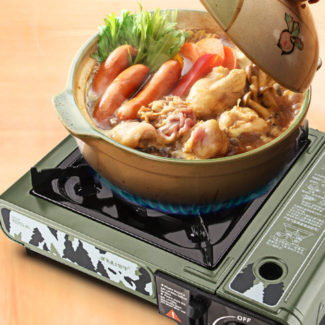 Portable Gas Stove with Fuel Tank for Outdoor Camping and BBQ