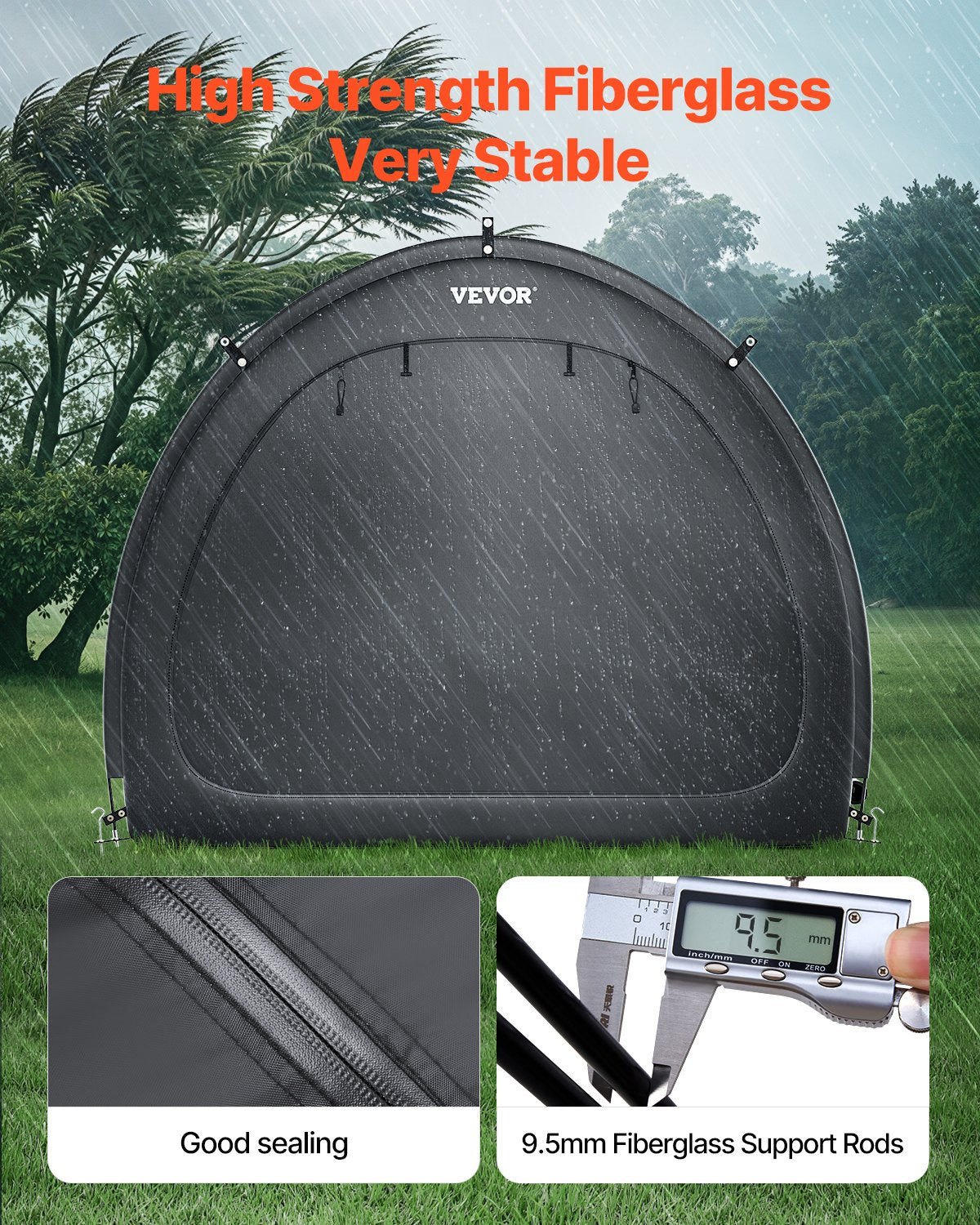 Outdoor Bike Storage Tent Fan-Shaped Dual-Door Bike Tent For 4 To 5 Bikes