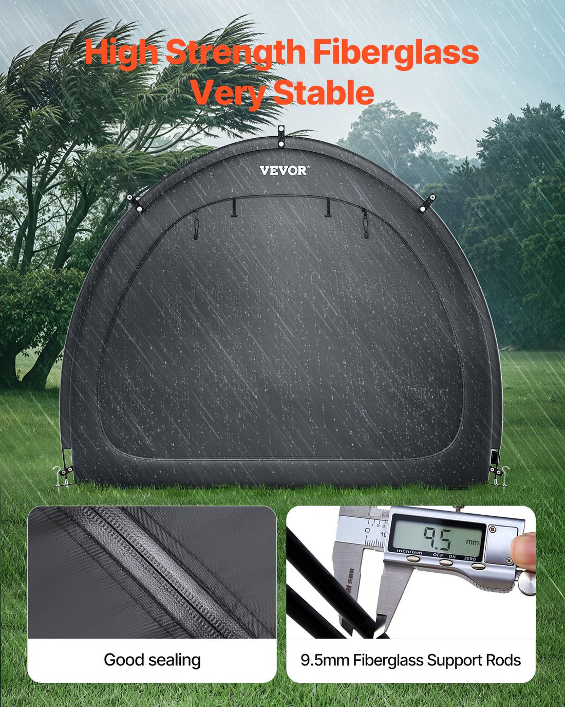 Outdoor Bike Storage Tent Fan-Shaped Dual-Door Bike Tent For 4 To 5 Bikes