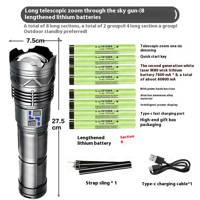Multifunctional Zoom Strong Light Flashlight