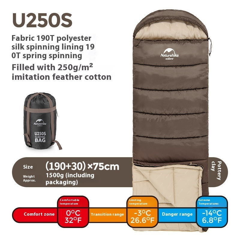 Envelope Hooded Sleeping Bag Cold-proof