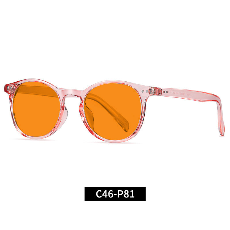 Cross-Border Fashion Good-looking Face Slimming Orange Yellow Anti-blue Light UV Glasses