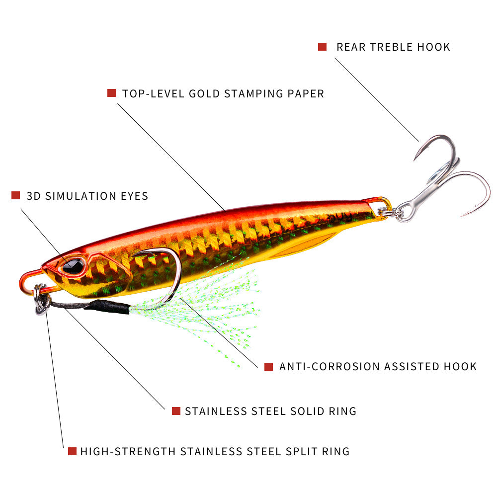 Luminous Iron Plate Fishing Lure with Treble Hook