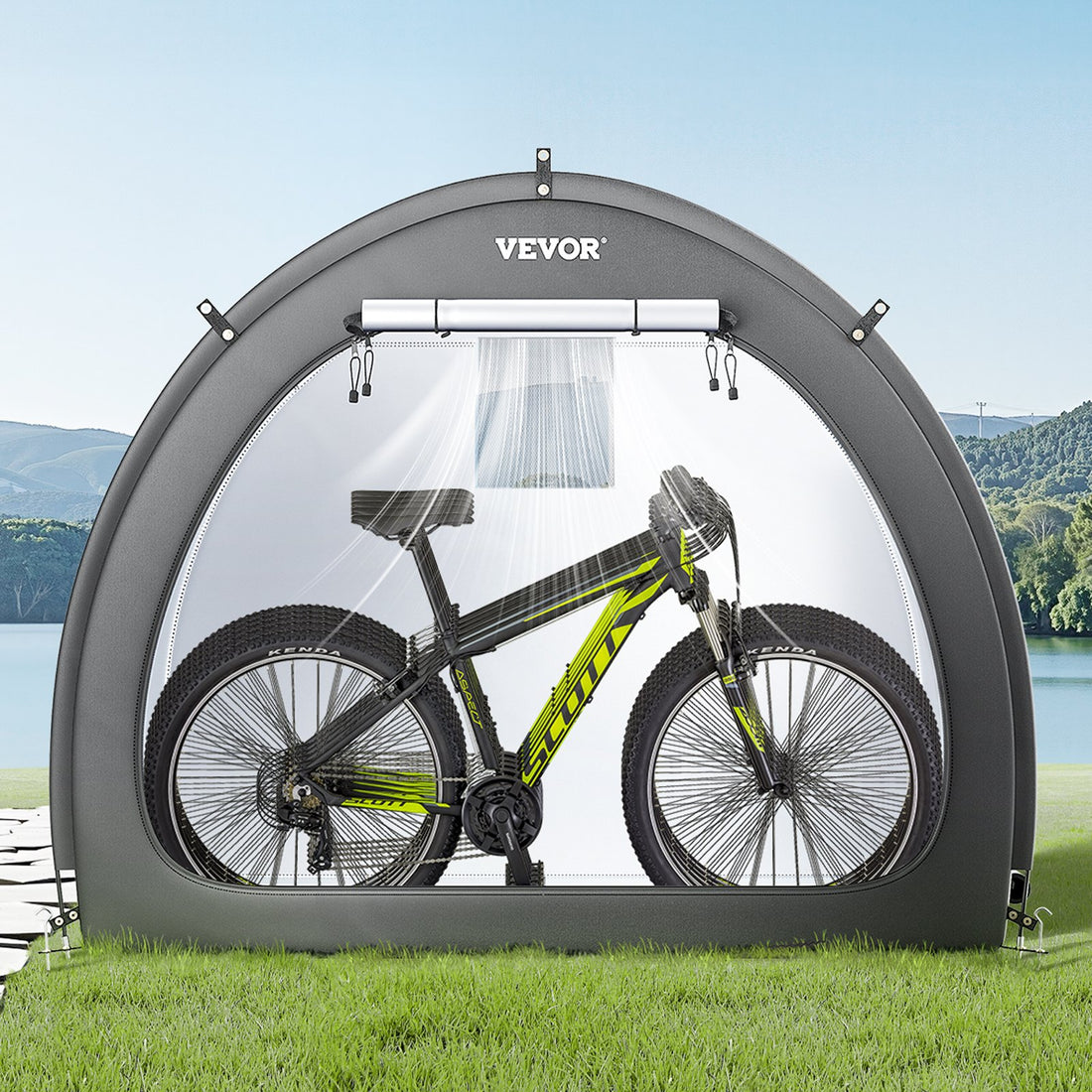 Outdoor Bike Storage Tent Fan-Shaped Dual-Door Bike Tent For 4 To 5 Bikes