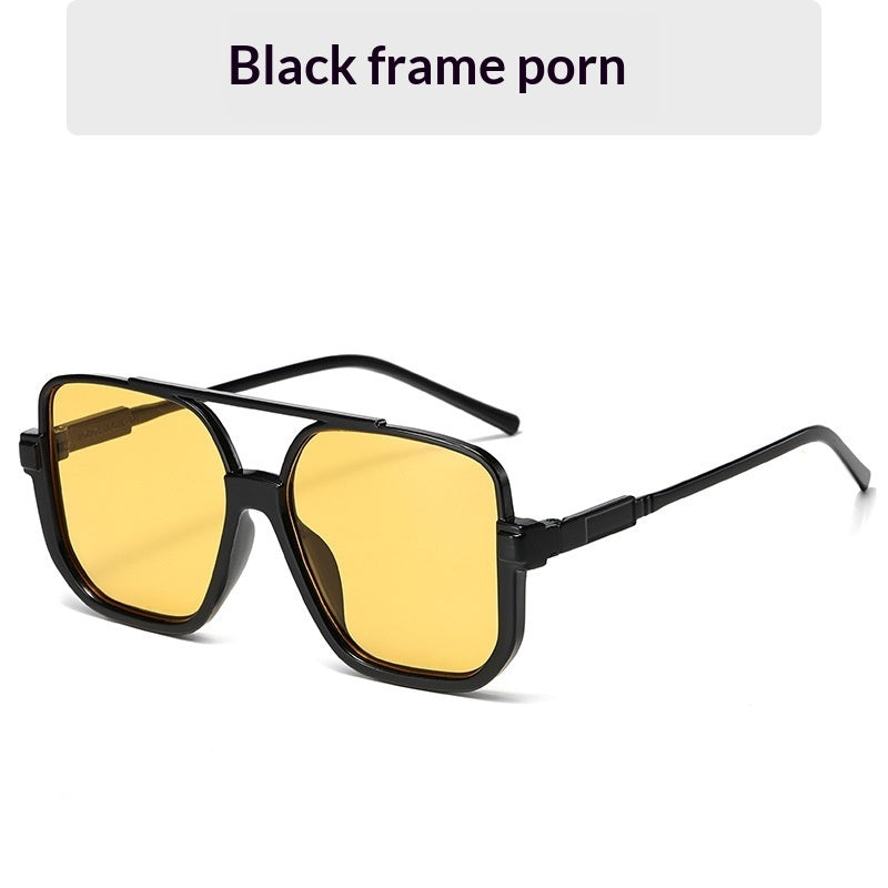 Full Frame Square Double Bridge Vintage European Fashion Sunglasses