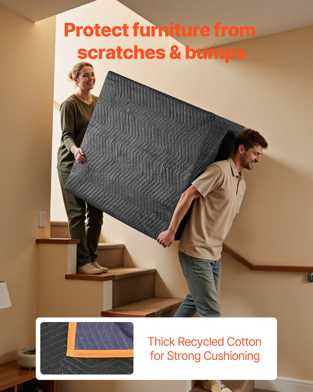 Moving Blankets 6 Pcs, 80 X 72 In 35 Lbs-dz Large Packing Blankets With Cotton Filling, Heavy Duty Nonwoven Fabric Padded Moving Blanket For Shipping, Wrapping, Protecting Furniture