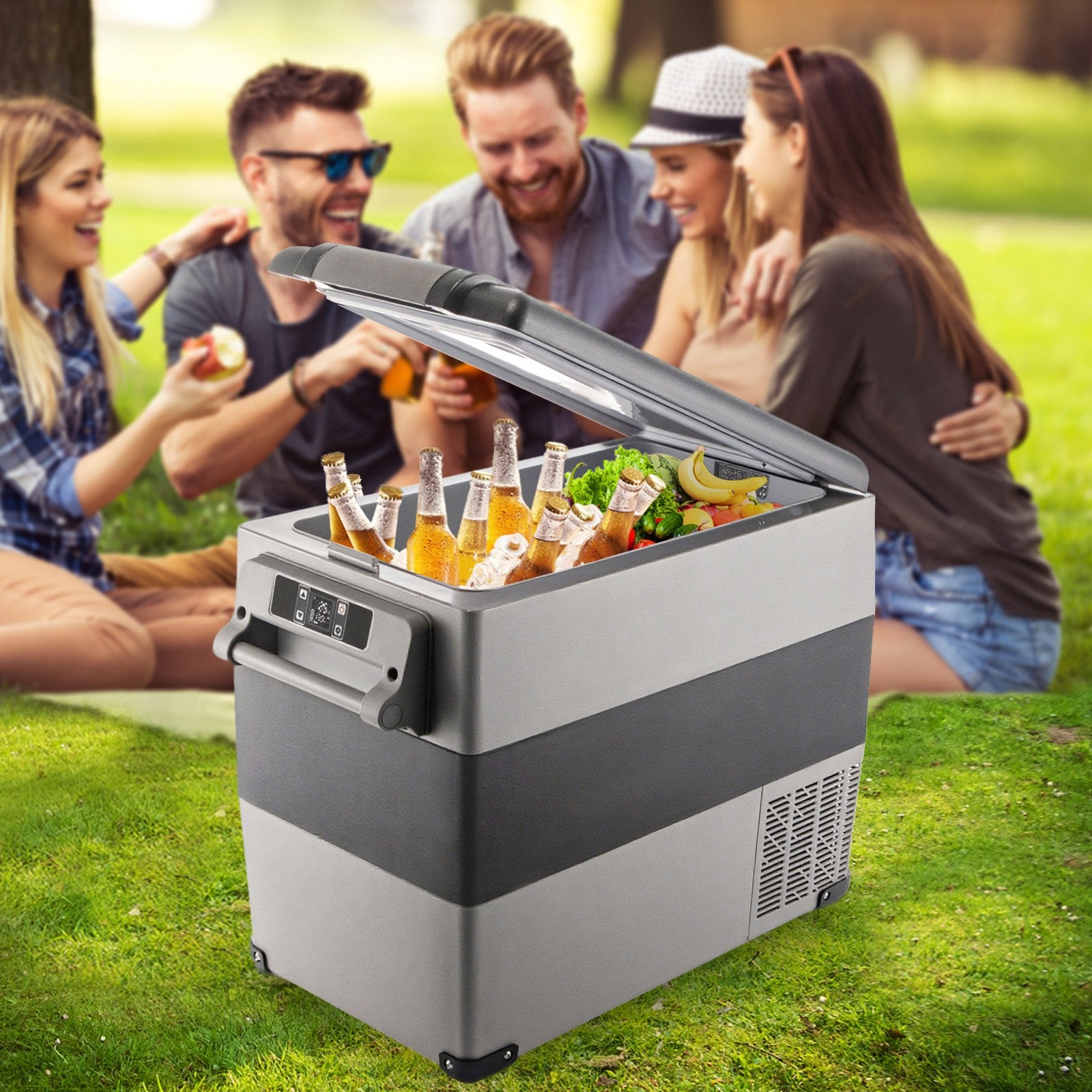12 Volt Refrigerator, 58 Quart Car Refrigerator, Dual Zone Portable Refrigerator,RV Refrigerator With 12/24V DC And 110-240V AC, Freezer Fridge Cooler, For Car, RV, Camping And Home Use