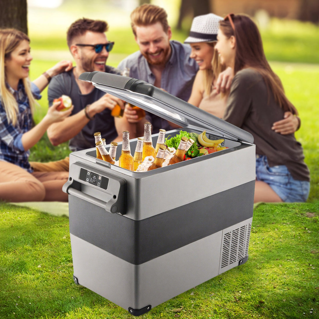 12 Volt Refrigerator, 58 Quart Car Refrigerator, Dual Zone Portable Refrigerator,RV Refrigerator With 12/24V DC And 110-240V AC, Freezer Fridge Cooler, For Car, RV, Camping And Home Use
