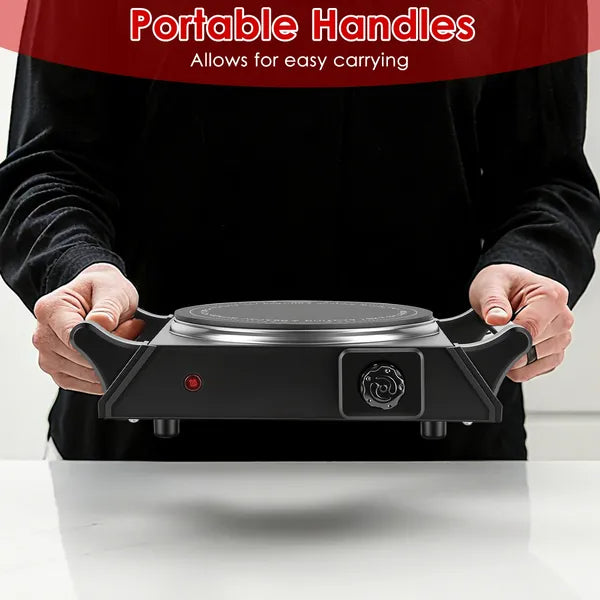 Electric Single Burner Portable Heating Hot Plate Stove Countertop RV Hotplate With 5 Temperature Stepless Adjustments Portable Handles
