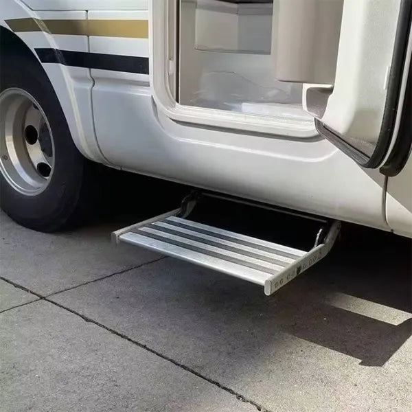 Manual Single Layer RV Step - Anti-slip Pedals With Enhanced Aluminum Alloy, Anodized, Strong Spring Elasticity, Good Flexibility, Good Stepping Effect, Long Lifespan,