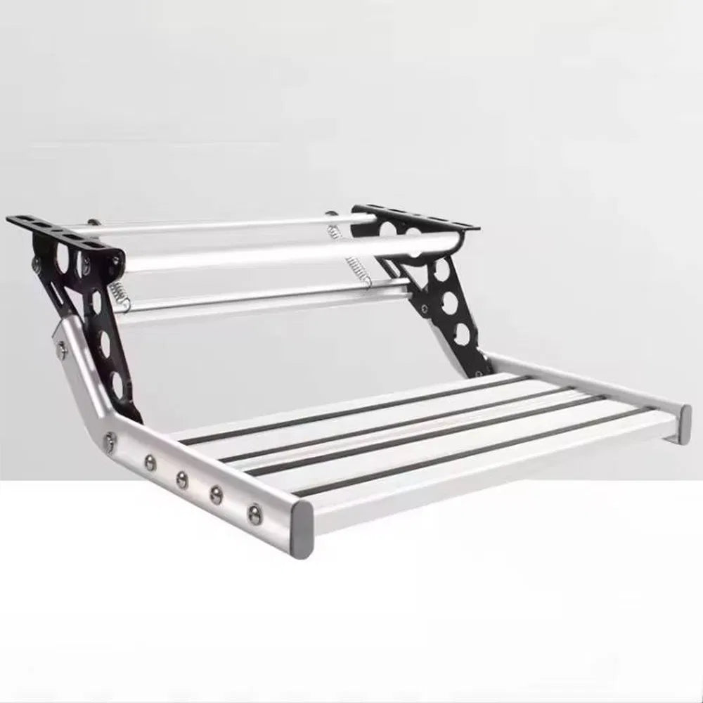 Manual Single Layer RV Step - Anti-slip Pedals With Enhanced Aluminum Alloy, Anodized, Strong Spring Elasticity, Good Flexibility, Good Stepping Effect, Long Lifespan,