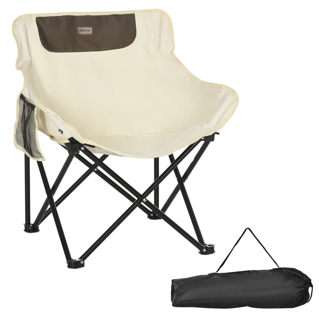 Camping Chair, Lightweight Folding Chair With Carrying Bag And Storage Pocket, Perfect For Festivals, Fishing, Beach And Hiking, White