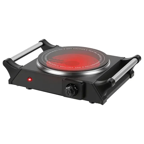 Electric Single Burner Portable Heating Hot Plate Stove Countertop RV Hotplate With 5 Temperature Stepless Adjustments Portable Handles