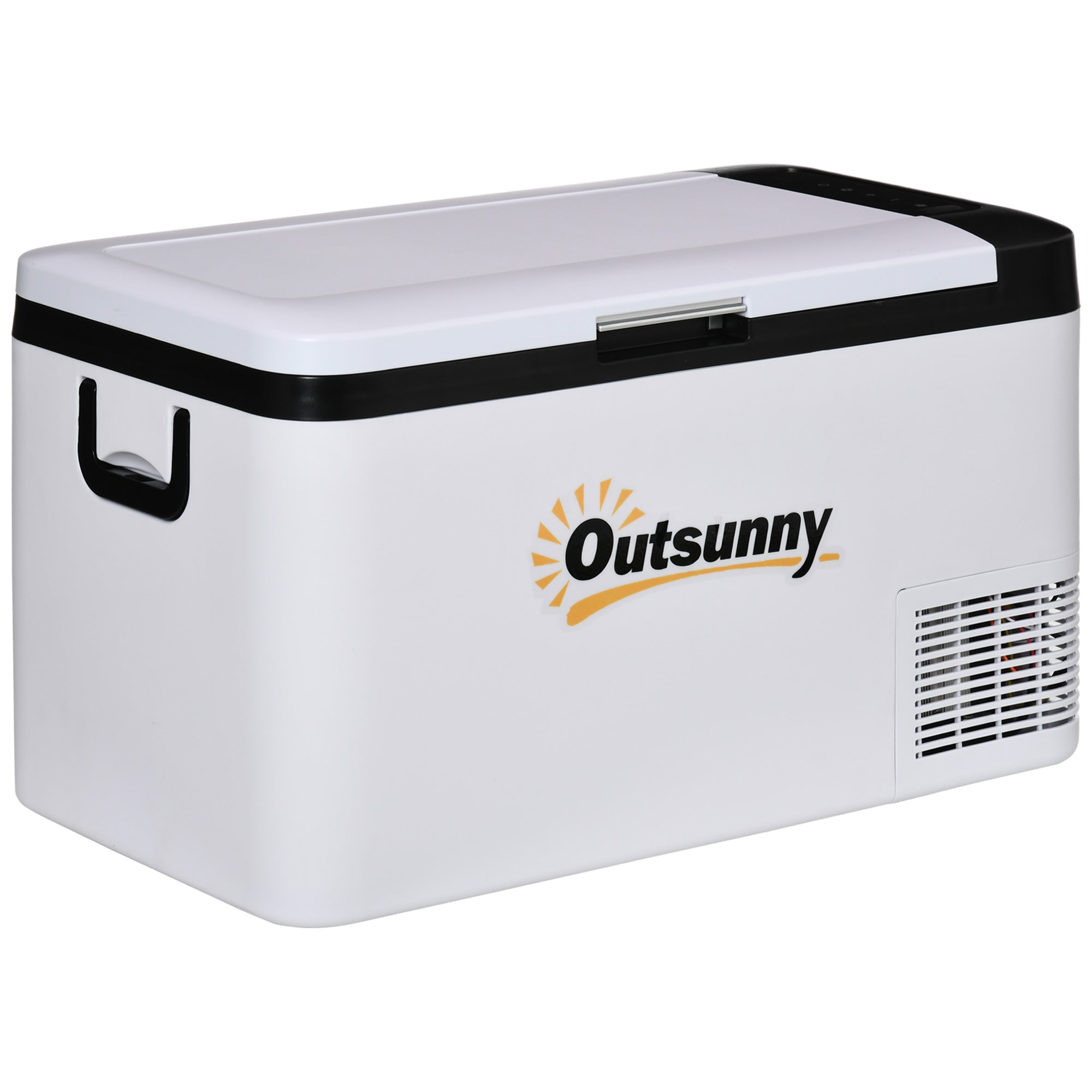 12V Car Refrigerator W/ LED Light & Foldable Handles, 25L Portable Compressor Cooler, Fridge Freezer With 12/24V DC And 110-240V AC For Campervan RV Boat Travel