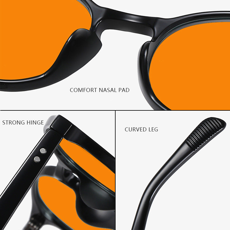Cross-Border Fashion Good-looking Face Slimming Orange Yellow Anti-blue Light UV Glasses