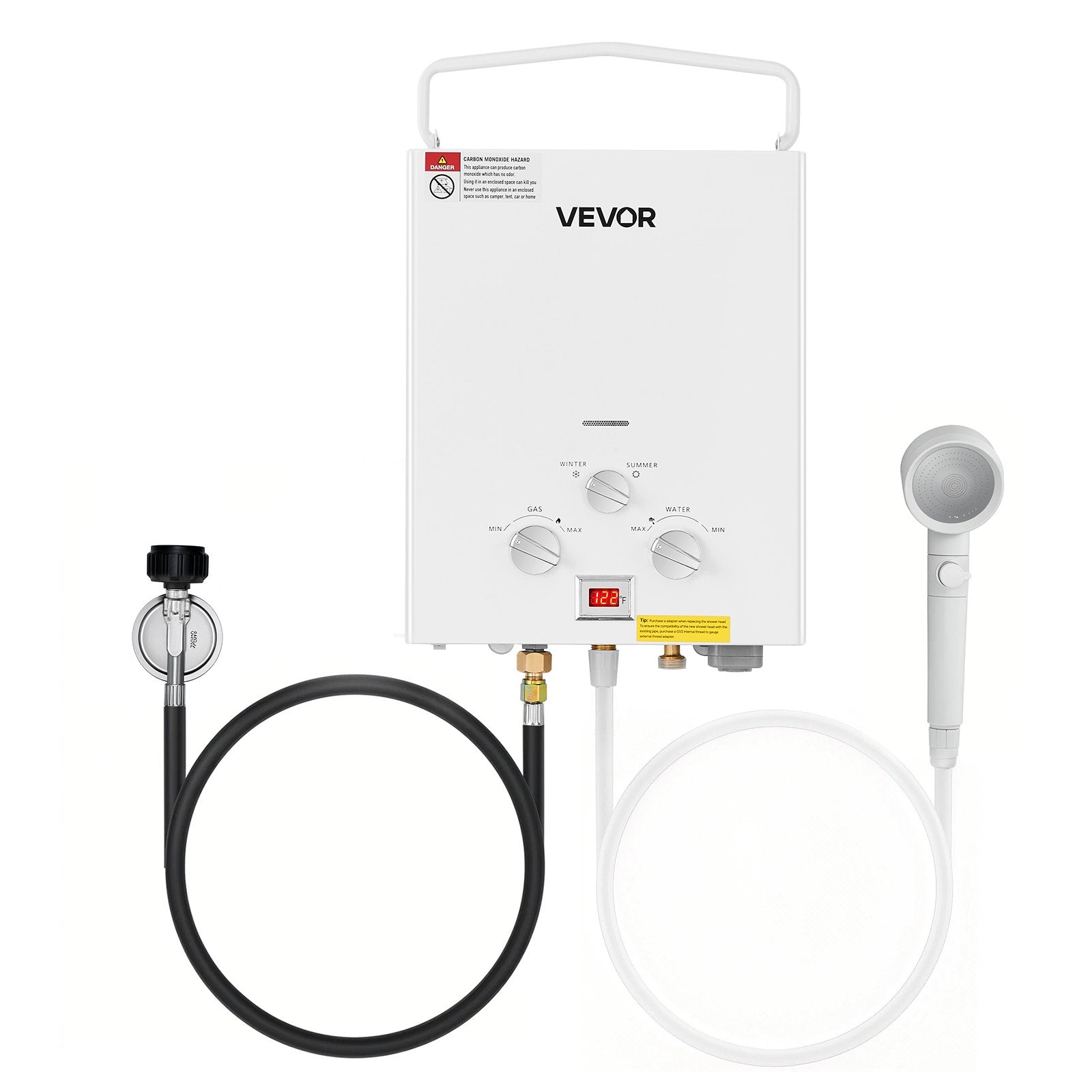 Portable Propane Water Heater, 5L Tankless Outdoor Water Heater, 34000 BTU 1.32 GPM Instant Hot Water, With Accessory Set + Regulator For RV Camping Trips Cabins Barns
