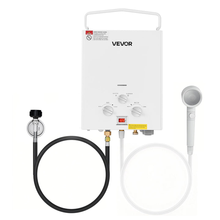 Portable Propane Water Heater, 5L Tankless Outdoor Water Heater, 34000 BTU 1.32 GPM Instant Hot Water, With Accessory Set + Regulator For RV Camping Trips Cabins Barns