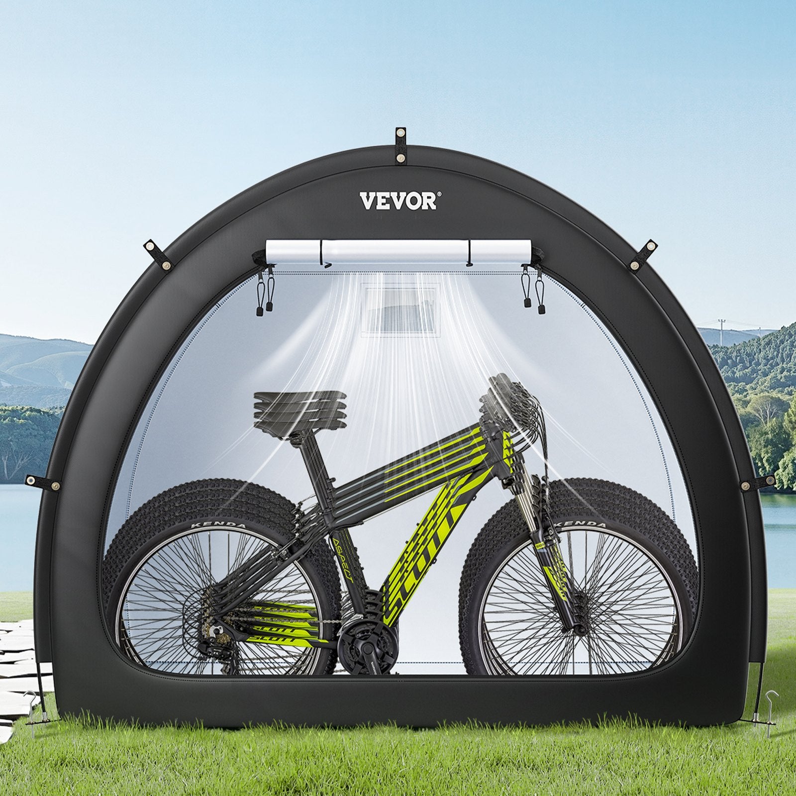 Outdoor Bike Storage Tent Fan-Shaped Waterproof Bike Tent For 4 To 5 Bikes
