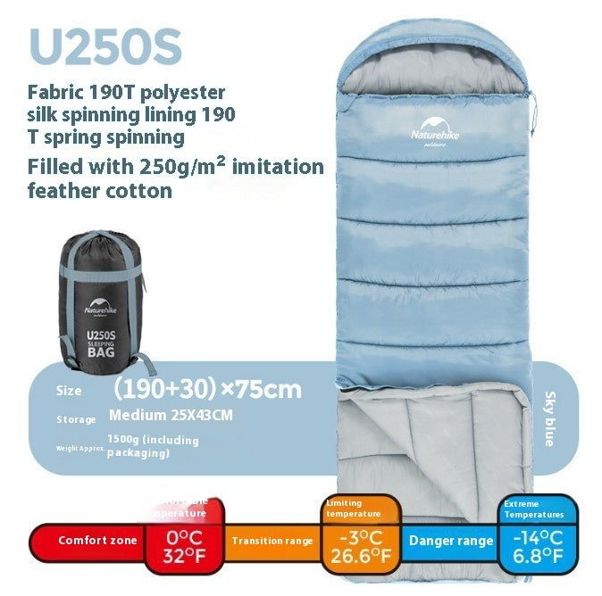Envelope Hooded Sleeping Bag Cold-proof