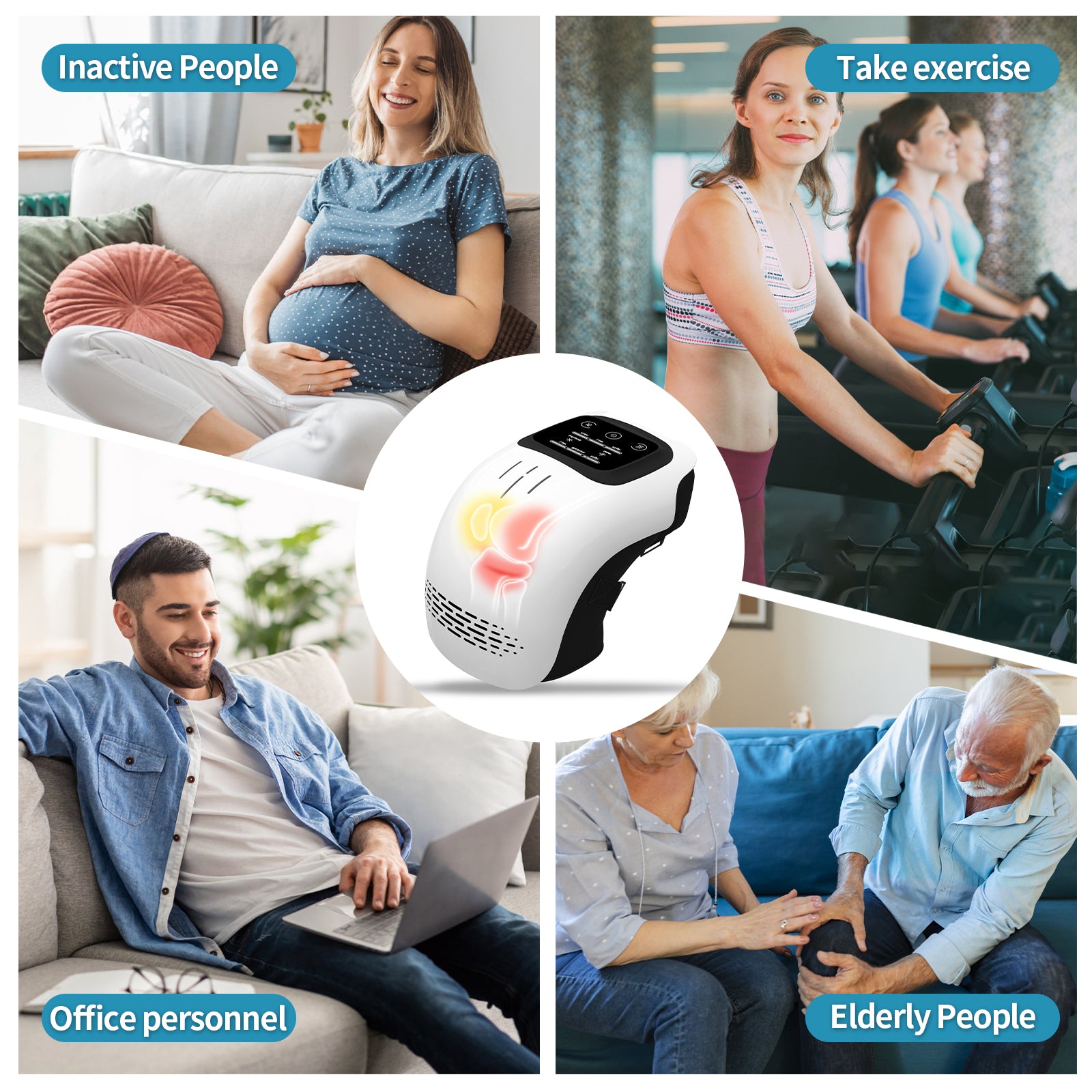 Electric Smart Knee Massager Rechargeable Pain Relief with Heating