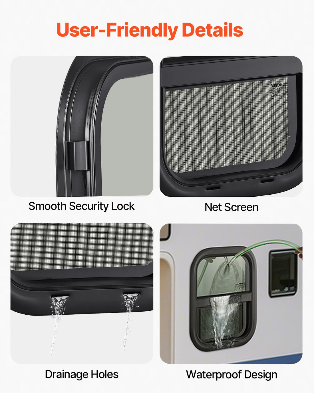 Vertical RV Window, 14" W X 16" H Tinted Sliding RV Window With Net Screen & Trim Ring, Fit 15/16" - 1 3/4" Thickness Wall, RV Window Replacement For Teardrop Cargo Trailer Camper, DOT Approved