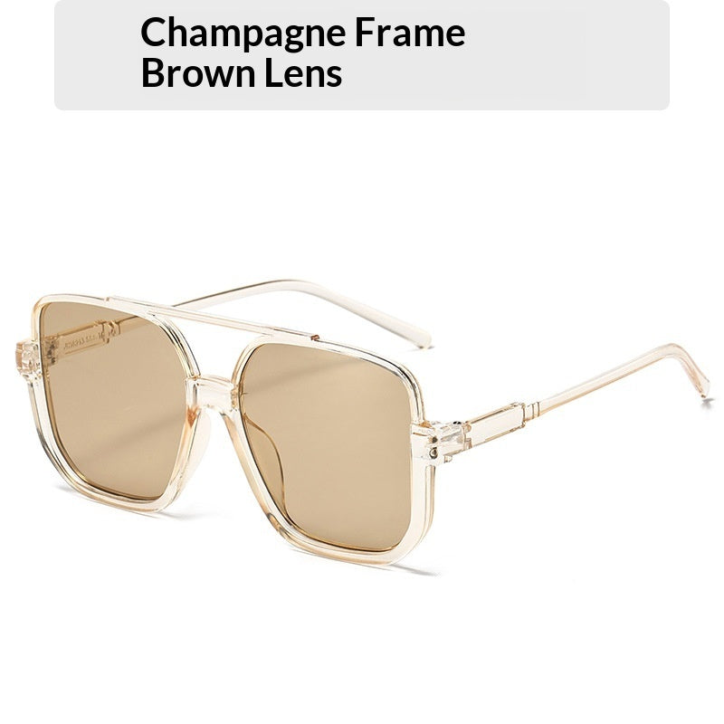 Full Frame Square Double Bridge Vintage European Fashion Sunglasses