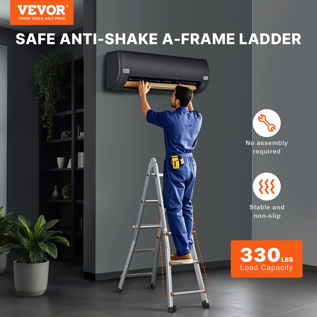 Telescoping Ladder A Frame, 11 FT Compact Aluminum Extension Ladder, Multi-Function Portable Collapsible RV Ladder, Telescopic Ladder For Homework Stairs Indoor Outdoor Roof, 330lb Load