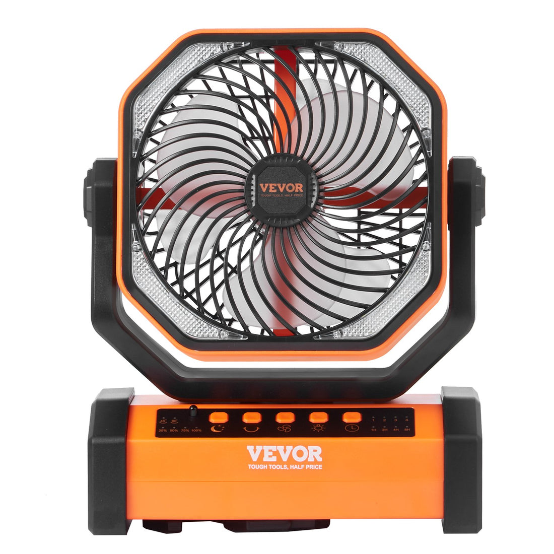VEVOR Portable Fan Rechargeable 9 Inch, Battery Powered Fan With LED Lantern, 4 Speeds Adjustable  Automatic Swivel & Timer , USB Battery Operated Fans For Travel Bedroom Home Camping Office