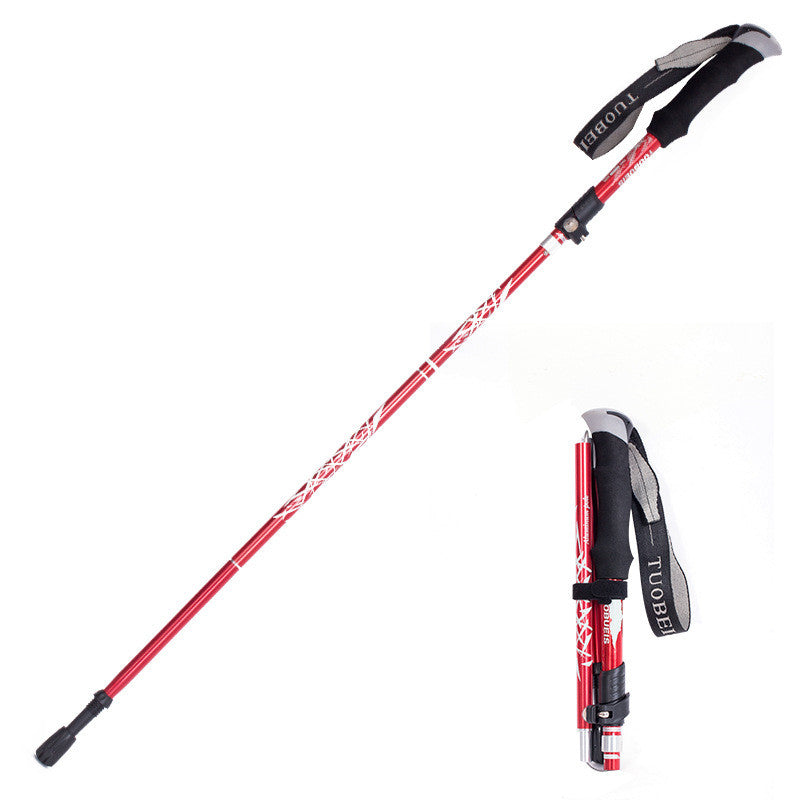 Ultralight Aluminum Adjustable 5 Section Trekking Poles Anti Shock