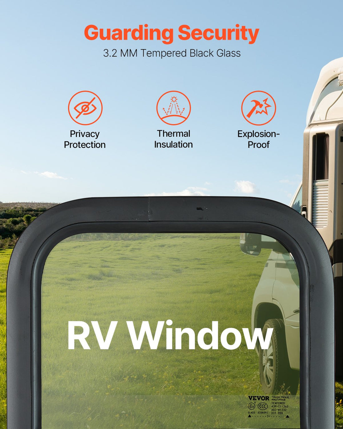 Vertical RV Window, 14" W X 22" H Tinted Sliding RV Window With Net Screen & Trim Ring, Fit 15/16" - 1 3/4" Thickness Wall, RV Window Replacement For Teardrop Cargo Trailer Camper, DOT Approved
