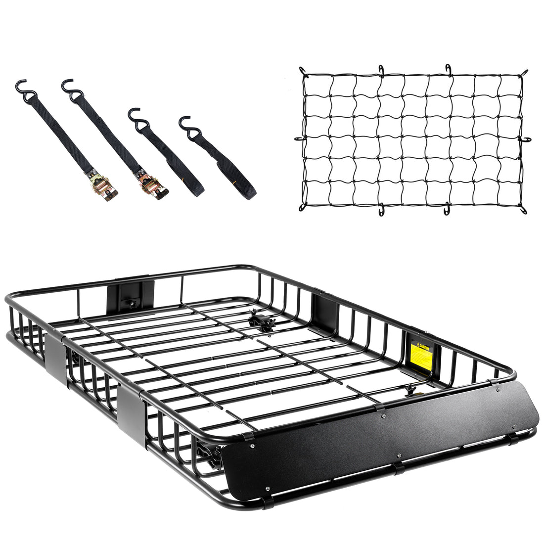 64 X 39 X 6 Inch Universal 250LB Heavy Duty Roof Rack Cargo With Cargo Net & Ratchet Straps, Car Top Luggage Holder Carrier Basket For SUV, Truck Or RV Camping Storage Steel Construction