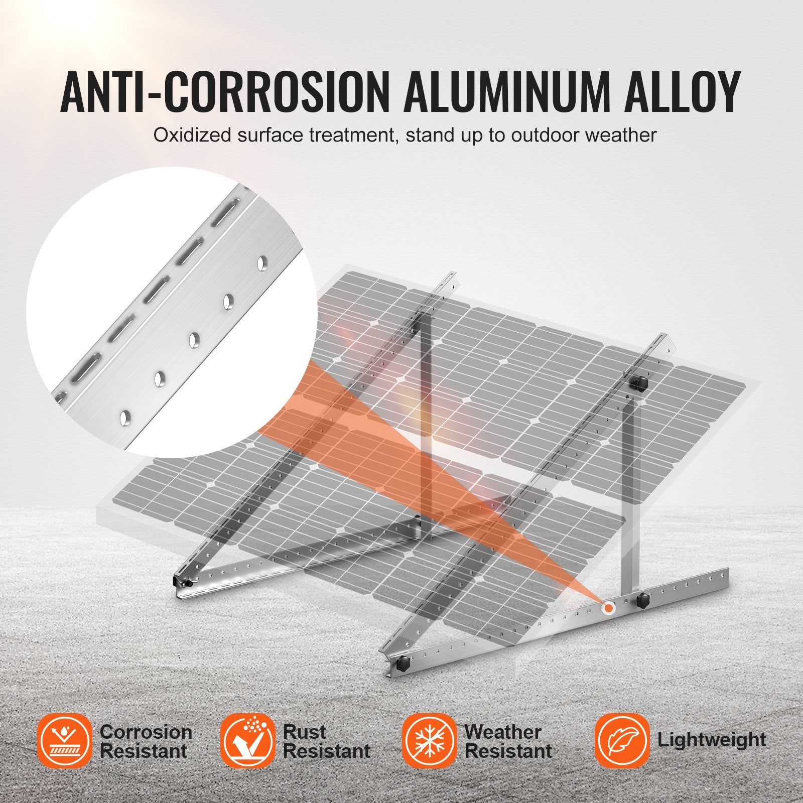 2 Sets Solar Panel Mounting Brackets 45-Inch, 0 To 90° Adjustable Tilt Mount Brackets Support 100-400W Solar Panels, Lightweight Aluminum Brackets With Folding Tilt Legs For RV Boat Off-Grid