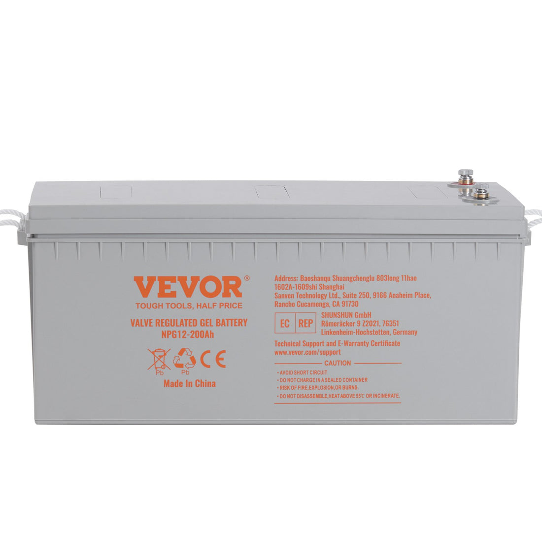 VEVOR Deep Cycle Battery, 12V 200 AH, AGM Marine Rechargeable Battery, High Self-Discharge Rate 1400A Current, For RV Solar Marine Off-Grid Applications UPS Backup Power System, Tested To UL Standards