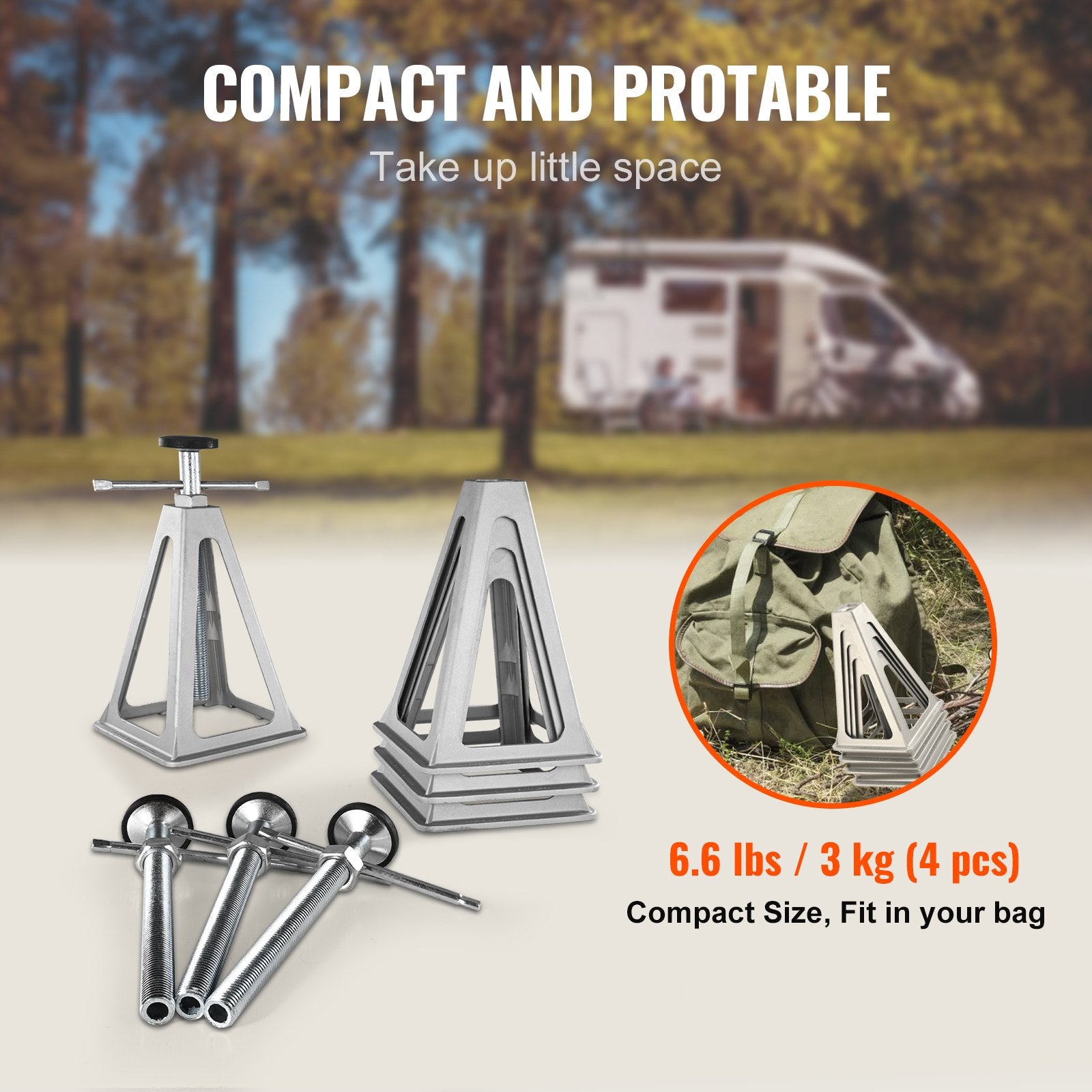 RV Stabilizer Jacks, 4 Pack Aluminum RV Leveling Jacks, RV Stack Jacks For RV Travel Trailer Camper, Single Screw Jack Support Up To 6000 Lbs, Adjustable From 11 Inch To 17 Inch