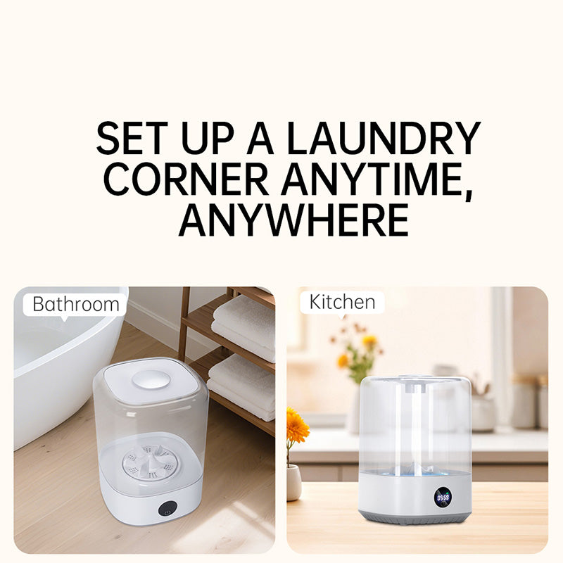 Portable Mini Washing Machine USB Rechargeable Cordless Washer For Underwear, Socks, Baby Clothes, 4L Capacity With Digital Control, Quiet & Efficient For Apartment, Dorm, Travel, Camping & RV