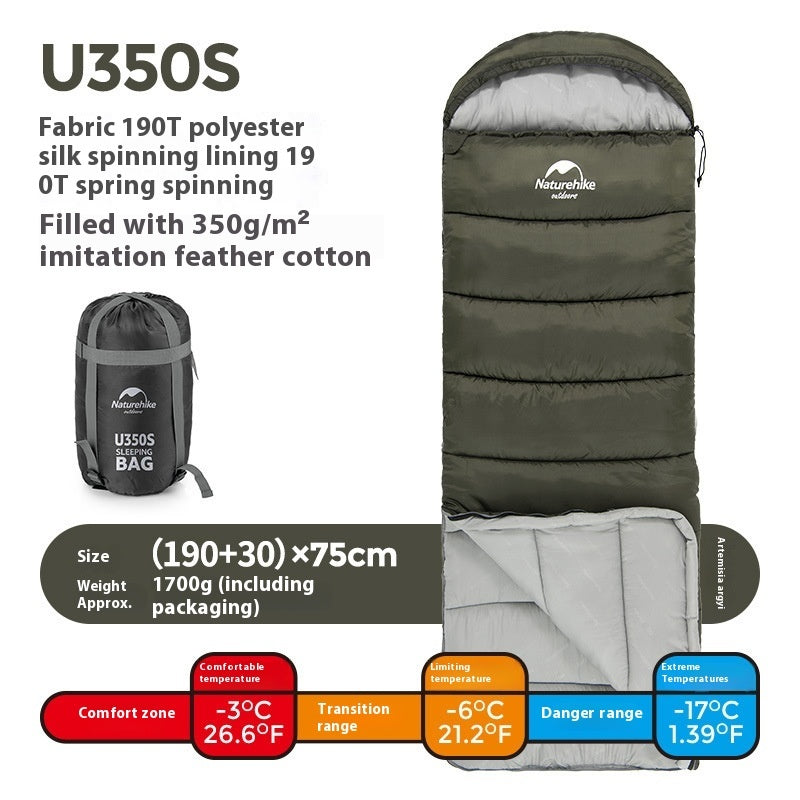 Envelope Hooded Sleeping Bag Cold-proof