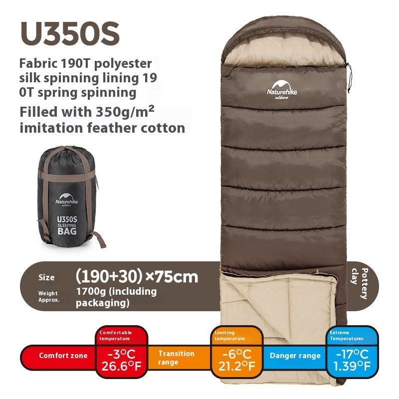 Envelope Hooded Sleeping Bag Cold-proof
