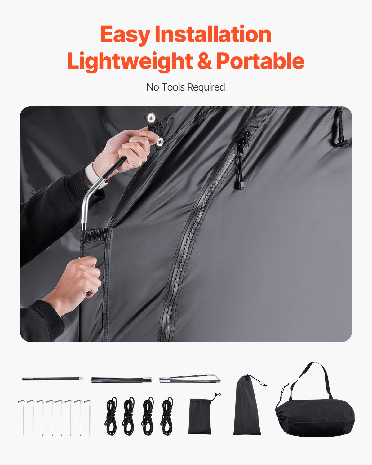 Bike Storage Tent, 1 To 2 Bikes, Outdoor Spacious Bike Storage Tent With Ventilated Window, Waterproof Easy-to-Install Bike Tent With High Strength Fiberglass & Dual Zippers, Fit For Bicycle